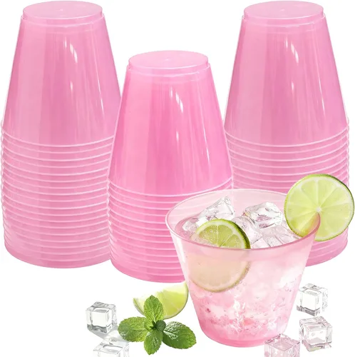 Miniatura 21 de Glowserve Paquete de 50 vasos de plástico transparente de 9 onzas, vasos de plástico azul transparente para cóctel, vasos desechables para fiestas