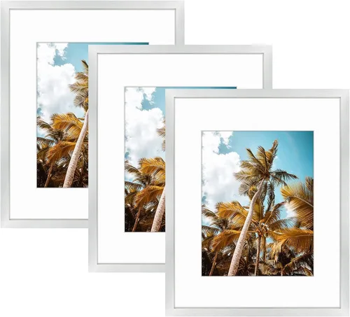 Miniatura 139 de Frametory, Marco de fotos de 11 x 14 pulgadas con paspartú para fotos de 8 x 10 pulgadas, moldeado ancho de vidrio de alta definición, accesorios