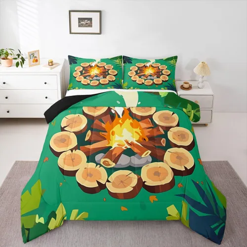 Miniatura 18 de Erosebridal Juego de edredón de pesca tamaño individual para hombres, juego de ropa de cama de peces de lubina para pescadores, niños de caza