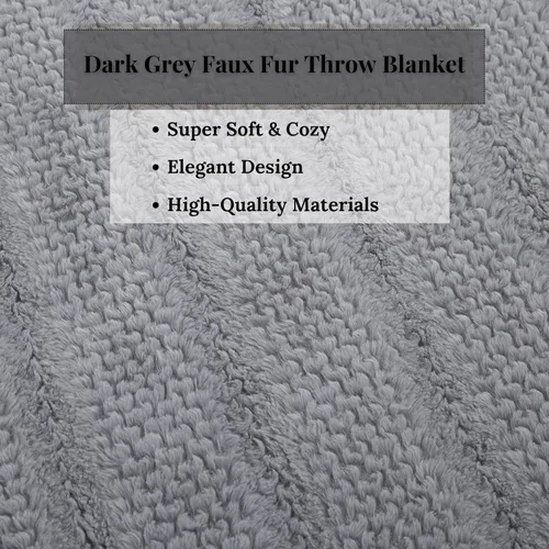 Miniatura 2 de Tache - Manta de piel sintética gris para sofá, manta mullida con textura burbujeante a rayas en relieve, cálida, súper suave y esponjosa, manta
