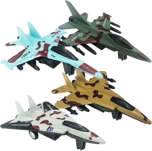 ArtCreativity United Sates Air Force - Juego de 4 juguetes de combate fundido a presión de la Fuerza Aérea de los Estados Unidos, mecanismo de
