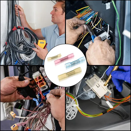 Miniatura 7 de Kit de 130 conectores a tope termorretráctiles, kit de conectores de cable eléctrico de empalme a tope de 10-26 AWG, terminales de crimpado