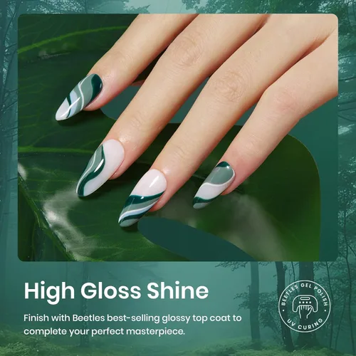 Miniatura 3 de Beetles - Juego de esmaltes de uñas en gel, 6 colores, verde, verde oscuro, gris, azul, azul bebé, brumoso, semipermanente, necesita lámpara UV