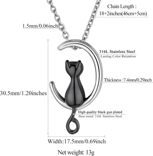 Miniatura 288 de FindChic Collares personalizados con urna para cenizas, barra vertical, gato, luna, reloj de arena, garra de perro, acero inoxidable, chapado en oro
