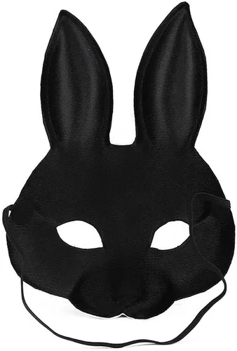Miniatura 5 de Himine Máscara de conejo de media cara de EVA para fiesta de carnaval de Halloween Negro