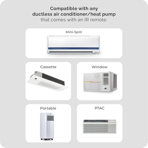 Miniatura 2 de Breez Max Smart AC Controller AHR Producto del año Termostato WiFi para mini split, ventana, bomba de calor portátil de CA/calor Tecnología Negro
