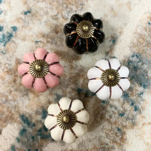 Miniatura 5 de Pomos de cerámica para gabinete, paquete de 4, manijas de puerta de calabaza elegantes y vintage para cocina/cajón/armario/armario (negro, 4 piezas)