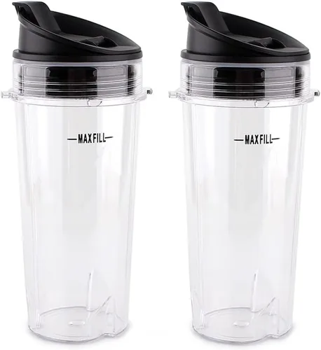 Anbige Piezas de repuesto para licuadora Ninja, vaso de 16 onzas con tapa compatible con licuadoras Ninja BL770 BL660 BL810 QB3000 All Pro de 4