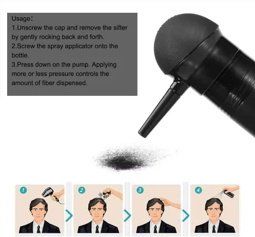 Miniatura 4 de ZJchao Aplicador de fibra capilar para cabello fino, boquilla aplicadora en aerosol para fibras capilares para espesar instantáneamente el cabello