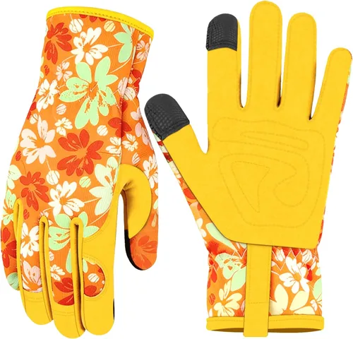 Miniatura 28 de Guantes de Jardinería de Cuero MERTURN para Mujeres, Guantes de Jardín a Prueba de Espinas, Guantes de Trabajo Compatibles con Pantalla Táctil, Azul
