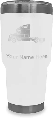 Miniatura 41 de LaserGram Taza aislada al vacío de 20 onzas, cabina de camión, grabado personalizado incluido (negro)