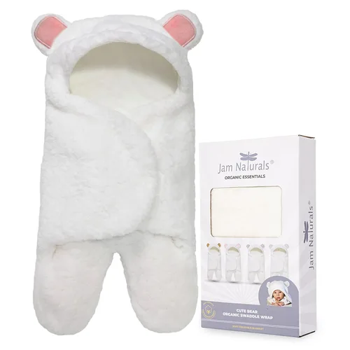 Miniatura 9 de Jam Naturals - Linda manta orgánica envolvente de oso para recién nacido - Manta suave para bebé de género neutro, regalo para registro de bebé Gris