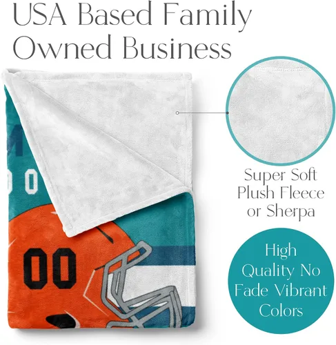 Miniatura 33 de Manta personalizada para fanáticos del fútbol americano – Se envía al día siguiente – Hecha en Estados Unidos – Manta de vellón personalizada