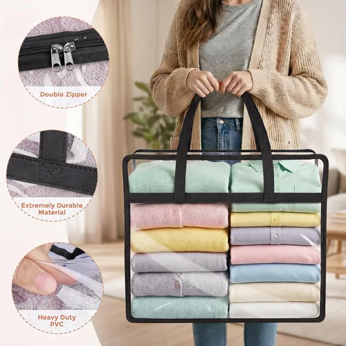 Miniatura 3 de Bolsas de almacenamiento Budding Joy con cierre transparente para ropa, organizadores de armario de 40L y contenedores de almacenamiento, bolsa