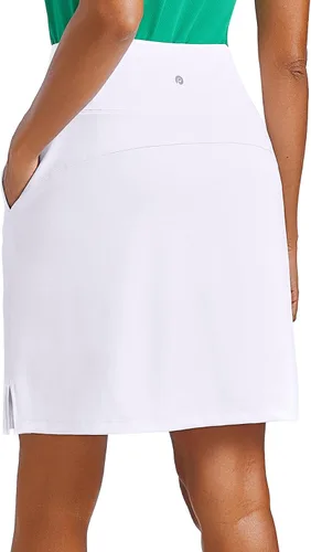 Miniatura 14 de PINSPARK Falda pantalón de 20 pulgadas para mujer, longitud a la rodilla, UPF 50+, faldas de golf con 3 bolsillos, cintura alta, falda pantalón