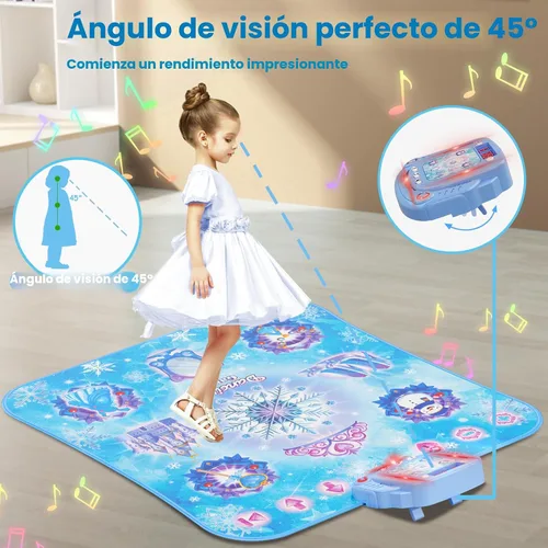 Miniatura 2 de Alfombra de Baile para Niñas de 3-12 Años, Juguetes Frozen Alfombra de Baile Electrónica con 8 Botones y Bluetooth Inalámbrico, Juego Musical de Azul