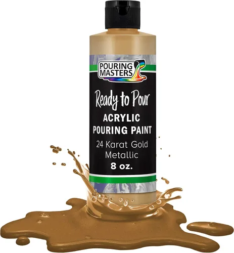 Pouring Masters - Pintura acrílica premezclada de 8 onzas líquidas listas para verter, oro de 24 quilates, suministros de arte fluido para lienzo,