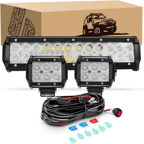 Miniatura 12 de GOOACC Barra de luz LED de 12 pulgadas, 72 W, combo de inundación de puntos, luces de conducción todoterreno, lámpara de trabajo con arnés