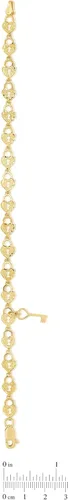 Miniatura 3 de Pulsera de oro amarillo de 10 quilates con acabado texturizado en forma de corazón y eslabones de llave, Metal, no conocido