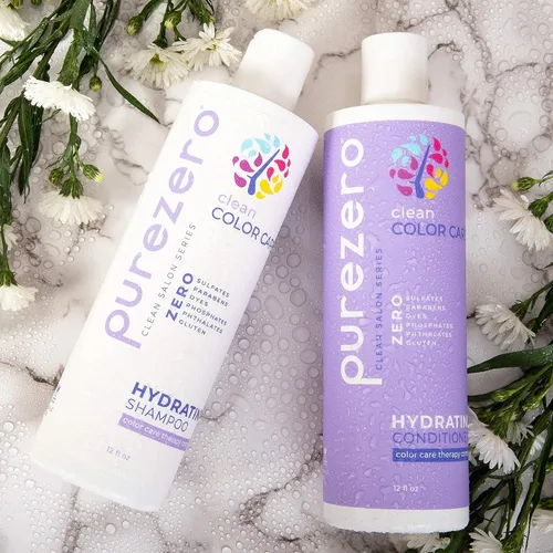 Miniatura 2 de Purezero Clean Color Care - Juego de champú y acondicionador hidratante, tonificación, equilibrio para cabello teñido - Hidrata el cabello seco