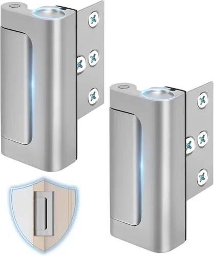 Miniatura 10 de Cerrojo de refuerzo para puerta delantera, cerradura de seguridad a prueba de niños, pestillo de seguridad extra con solapa para puerta superior