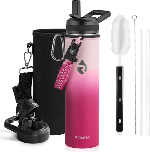 Miniatura 21 de RAYMYLO Botella de agua aislada de 24 onzas, de acero inoxidable con triple pared al vacío (fría durante 48 horas, caliente durante 24 horas), a