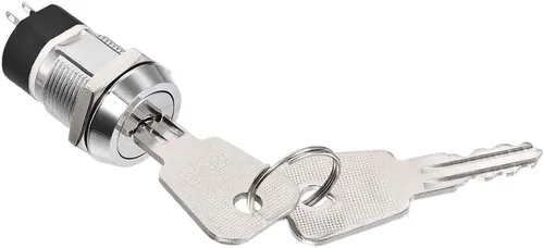 Miniatura 3 de uxcell Interruptor de botón pulsador de bloqueo de llave de 0.748 in 2 posiciones 2NC-2NO S2803 1pcs