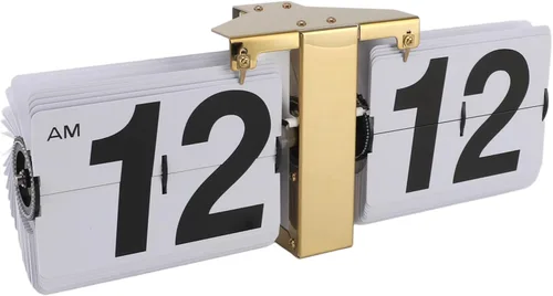 Miniatura 6 de Reloj automático con tapa mecánica digital con soporte dorado y tapa blanca, funciona con batería de 12 horas para colgar en escritorio y pared