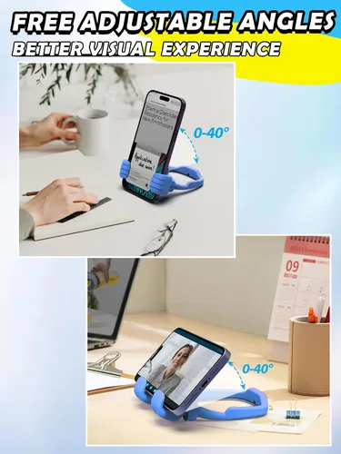 Miniatura 4 de Relleno de calcetines para adolescentes, niños y niñas, soporte para teléfono celular: soporte de pulgar perezoso ajustable con pulgares hacia Azul