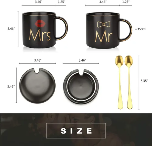 Miniatura 6 de Mr Mrs - Juego de tazas de café, compromiso, despedida de soltera, boda, recién casados, matrimonios, anniver-sary-regalos para parejas, novios