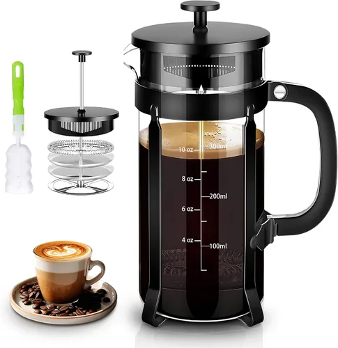 Miniatura 11 de YMMIND Cafetera de prensa francesa de 21 onzas, cafetera espresso de 4 tazas, cafetera de borosilicato engrosado resistente al calor para café frío