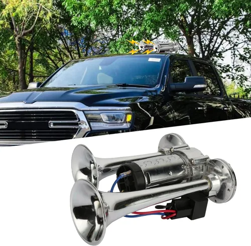 Miniatura 2 de Kit de bocinas de aire eléctricas duales súper fuertes, 600 dB, para vehículos, con compresor, aplicable para automóviles, SUV, camiones, lanchas
