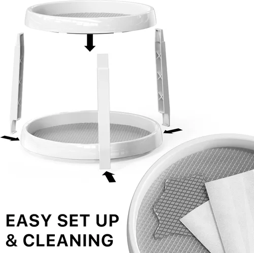 Miniatura 5 de Simple Houseware Organizador de especias Lazy Susan de 2 niveles, 10 pulgadas de diámetro, blanco/gris