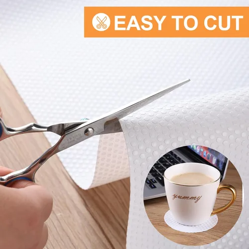 Miniatura 5 de Revestimiento de estante para armarios de cocina de 16 pulgadas: Alfombrilla impermeable para cajones de baño de 16" x 120 pulgadas blanca - Fácil
