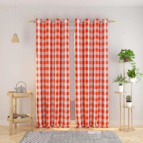 Miniatura 134 de Cortinas de 24 pulgadas de largo con diseño Buffalo Check Gingham Plaid para ventanas de cocina y baño, tratamiento para ventanas con 2 paneles