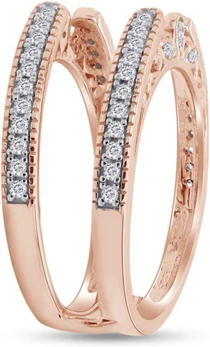 Miniatura 4 de SAVEARTH DIAMONDS Anillo de protección de catedral de grano de muissanita de corte redondo creado en laboratorio de 13 quilates en oro de 14