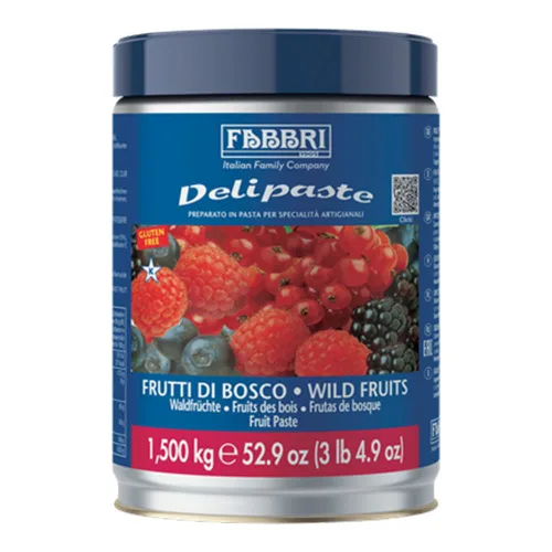 Fabbri Delipaste - Frutas silvestres, compuesto aromatizante para gelato, helado, servicio suave, pastelería y confitería - 1 lata de 3.3 libras