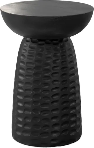 SIMPLIHOME Boyd - Mesa auxiliar redonda de madera de mango maciza de 13 pulgadas de ancho x 18 pulgadas de alto, mesa de noche contemporánea hecha a