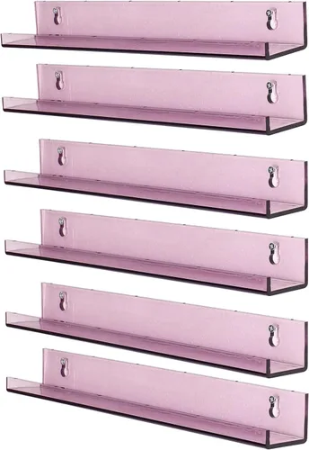 Miniatura 7 de Sooyee Paquete de 6 estantes flotantes invisibles de acrílico de 7 pulgadas para habitación de niños, estante de pared moderno para almacenamiento