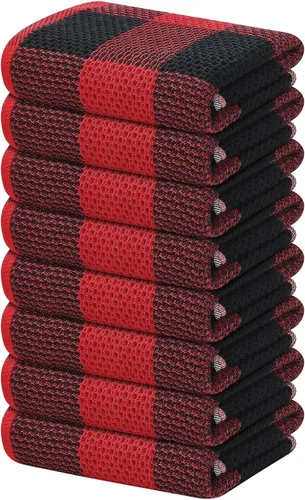 Miniatura 45 de Homaxy Paños de cocina 100% algodón, tejido gofre a cuadros, 12 x 12 pulgadas, toallas para platos súper suaves y absorbentes, de secado rápido