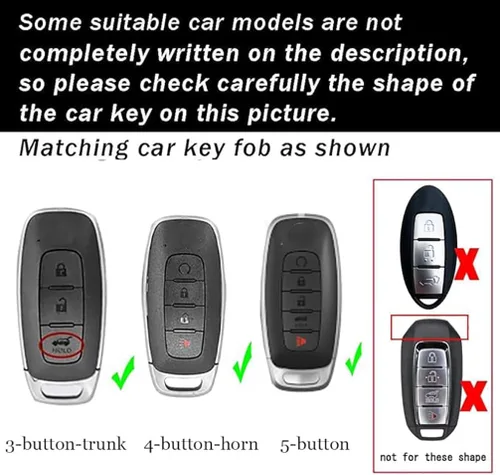 Miniatura 2 de ontto Leather Key Fob Cover Car Key Holder Case Fit for Nissan Ariya Pathfinder Kicks X-Trail Rogue 8 Gen New Teana 2023 2024