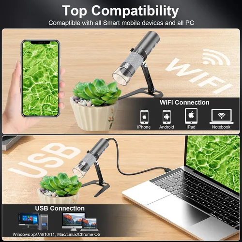 Miniatura 4 de Cámara de Microscopio Digital Inalámbrico Wi-Fi 4K HD Magnificador, Compatible con iPhone, iPad, Teléfonos Android y PC