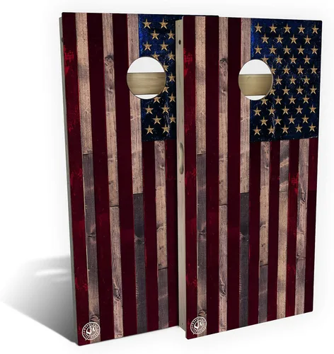 Miniatura 5 de Slick Woody's Tablas de Cornhole de grado profesional – Juego patriótico de lanzamiento de madera maciza de grano de madera maciza de 4 x 2 pies