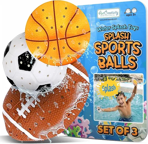 ArtCreativity Juguetes de piscina para niños pequeños de 1 a 3 años, pelotas deportivas de agua, 3 diseños diferentes de pelotas de agua atléticas,