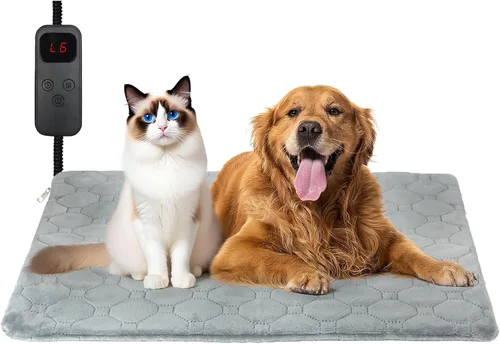 Almohadilla térmica para gatos, 6 temperaturas ajustables y 5 opciones de temporizador, almohadilla térmica para mascotas de 15.7 x 27.5 pulgadas