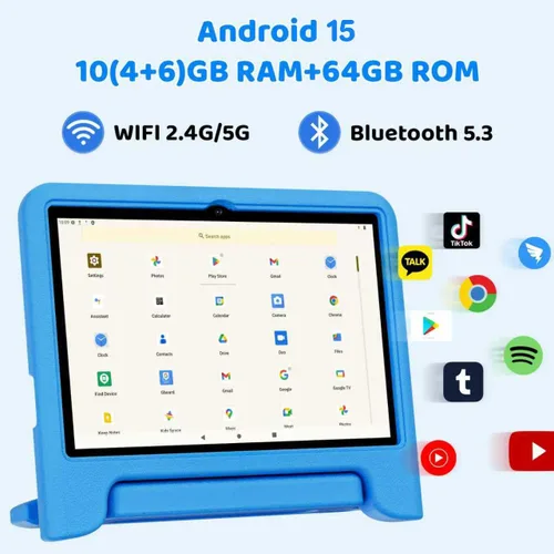 Miniatura 3 de COLORROOM Tablet Android 15 actualizada 2026, tableta para niños de 10 pulgadas, CPU Octa-Core, 10 GB+64 GB+1 TB Expandir tabletas para niños