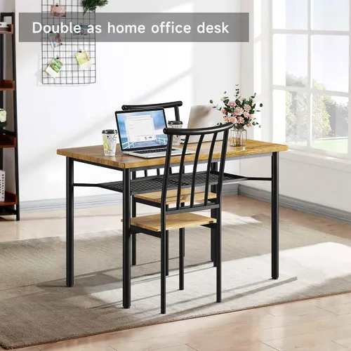 Miniatura 9 de IDEALHOUSE Juego de mesa de comedor de 5 piezas para 4, mesa de cocina y sillas para 4 con estante de almacenamiento, juego de mesa de comedor