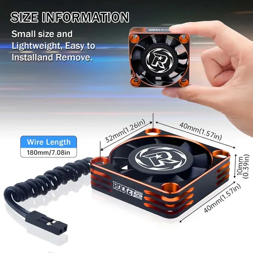 Miniatura 3 de Paquete de 2 ventiladores de refrigeración de motor RC de 1.575 pulgadas, ventilador de enfriamiento ESC de 16000RPM para camión 1/10 1/8 RC