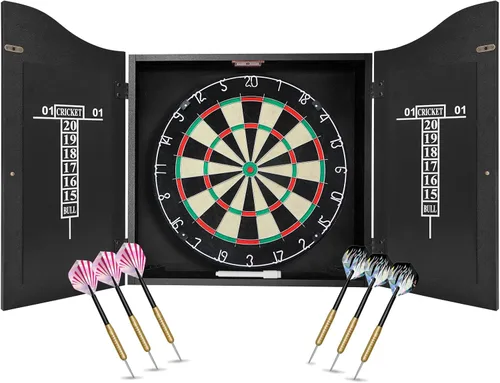 Miniatura 7 de Juego de tablero de dardos Pennpliy con cerdas, tablero de dardos profesional de 45,7 cm con 6 dardos de 18 g para exterior, tablero de dardos