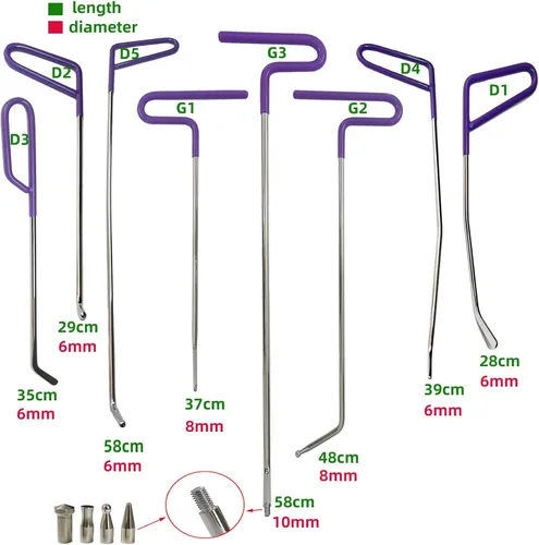 Miniatura 3 de Kit de varillas para eliminación de abolladuras, 30 piezas de varillas de reparación de abolladuras sin pintura, acero especial de manganeso